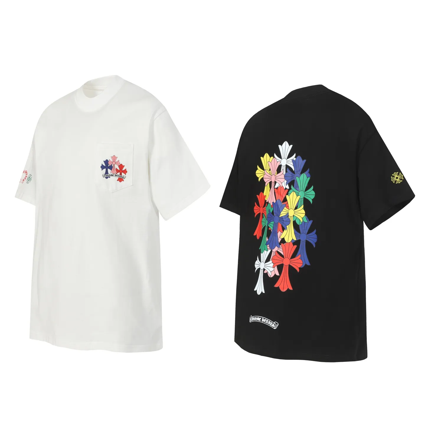 P160 -Chrome Hearts/Chrome Hearts 23ss color cross✝️Sanskrit letter printed short-sleeved T-shirt -High weight, high density and high quality. The wool is soft, delicate and skin-friendly. It feels soft and silky. It has excellent warmth and skin-friendly properties.